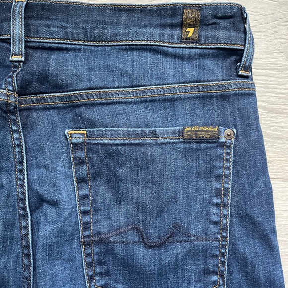 7 For All Mankind Dark Blue Straight Leg Jeans, 33 x 32 - Picture 3 of 12